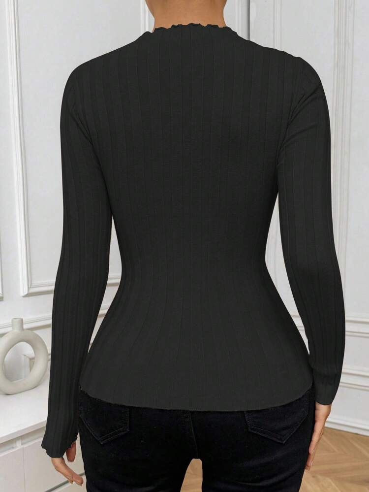 Round Neck Casual Ribbed Knit Sweater In Fall/Winter