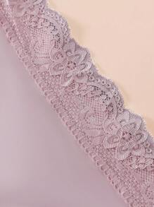 Women's Casual Comfy Knitted Fabric Plain Thong Panties With Contrast Lace Detail Multi-Color Pack - Multicolor - View 6