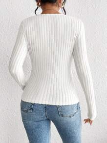 SHEIN Frenchy Sweetheart Neck Ruched Bust Solid Textured Slim Fit Tee Winter White Casual - White - View 2