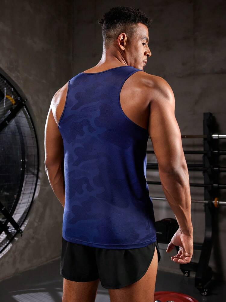 Boyfriend Style Men's Camouflage Pattern Sports Tank Top Workout Tops