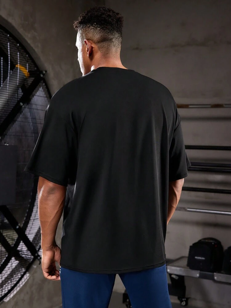 Boyfriend Style Men's Letter Print Sports T-Shirt Workout Tops Compression Shirt Men