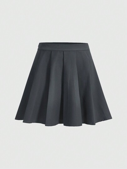 Kawaii Jupe Plissée Décontractée De Couleur Solide Pour Femmes