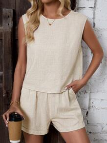 EMERY ROSE Của phụ nữ Màu thuần Giải trí Bộ - Màu be - Xem 6