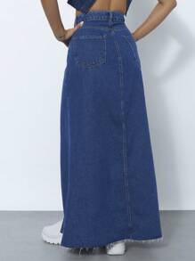 女士牛仔裙 - 藍色 - 查看 2