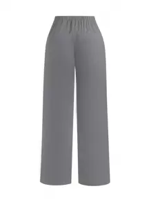 SHEIN Clasi Plus Size Solid Color Straight Suit Pants Graduation,Back To School,Teacher Outfits For Women