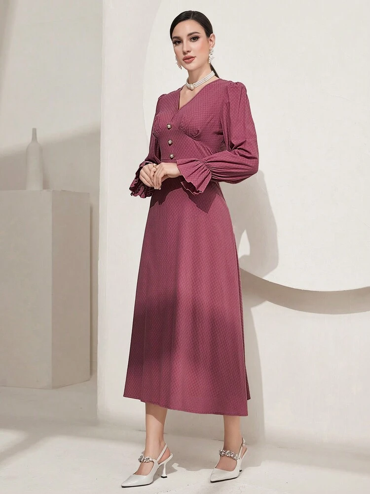 Women's Elegant Ruffle Sleeve Dress