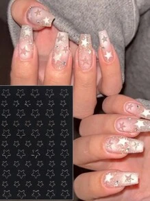 ROMWE Grunge Punk 1片空心星形指甲貼紙 - 彩色 - 查看 1