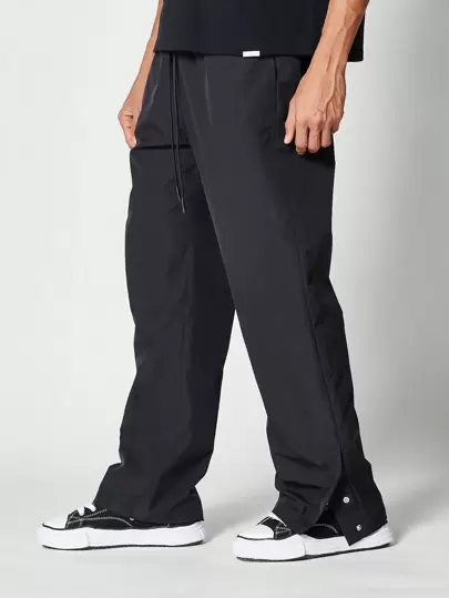 SUMWON 直筒尼龙长裤，带隐形侧按扣