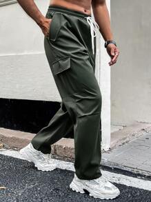 Manfinity Homme Herren Cargo Hose In Übergröße Mit Kordelzug In Der Taille