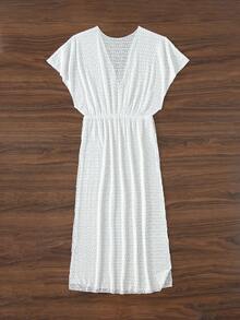 SHEIN Swim 女士側分裂遮陽衫裙 - 白色 - 查看 6