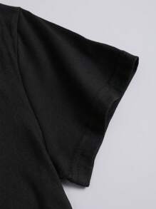 SHEIN EZwear Women's Chicken Pattern Short Sleeve T-Shirt - Black - View 5