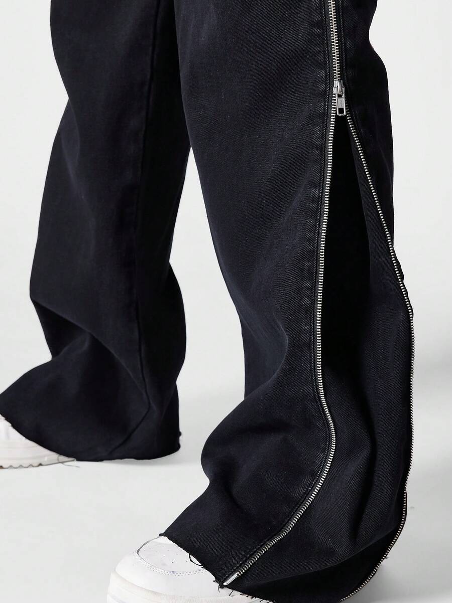 SUMWON Loose Fit Jean With Side Zips SHEIN USA