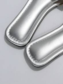 女式串珠带平底凉鞋，2023 年夏季新款韩国时尚沙滩拖鞋 - 銀色 - 查看 6