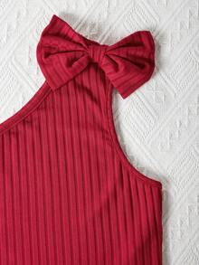 SHEIN Tween Girls的單肩背心上衣和網紗芭蕾裙套裝 - 彩色 - 查看 3