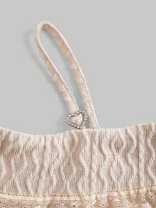 ROMWE Fairycore Áo thun hở vai phối ren có trang trí nơ - trắng - Xem 3