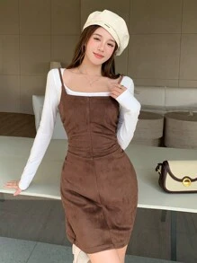 DAZY Women's Pleated Cami Dress - Brown - View 4