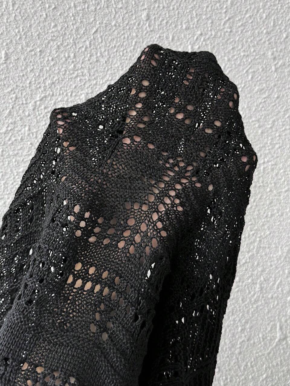 Women's V-Neck Bell Sleeve Hollow Out Knit Pullover Fall Winter Sweater