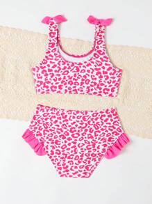 Young Girl Leopard Print Bikini Set - Multicolor - View 2