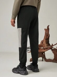 SHEIN In My Nature 男士字母圖形翻蓋口汗布褲，適用於登山服裝 - 彩色 - 查看 2