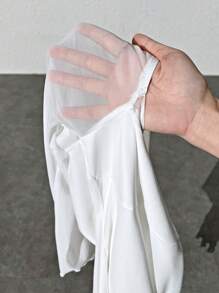 SHEIN EZwear 女士擴腳袖領口連身裙 - 白色 - 查看 7