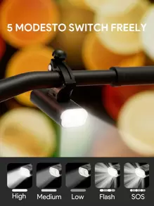 JMMO Bike Light Front 1000 Lumens 1360 Degree Rotating Bracket Type C Rechargeable With 5 Light Modes - Black - View 3