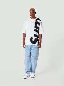 SUMWON Oversized Fit Tee With Front And Back Graphic Print - White - View 3