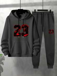 Manfinity Homme Men's Hooded Sweatshirt And Pants Set With Number Prints