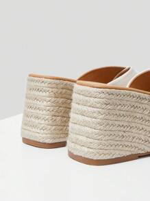 MOTF PREMIUM 百搭度假风格女士坡跟厚底凉鞋度假鞋夏季促销万圣节圣诞节 - 米色 - 查看 7