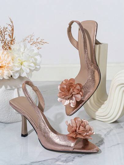 Neue Mode Damen 3D Blumen Peep Zehen High Heel Sandalen