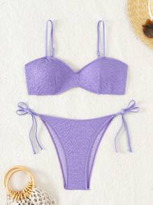 SHEIN Swim Solid Color Two-Piece Bikini Set Summer Beach