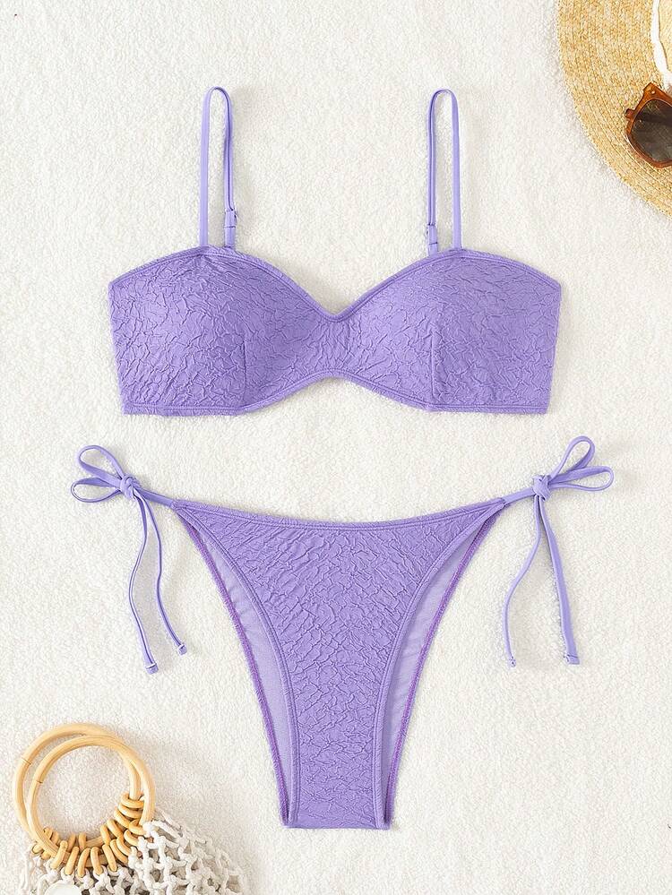 Solid Color Two-Piece Bikini Set Summer Beach