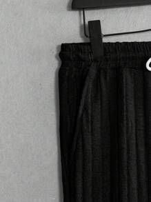 GENTILAND 男士純色連帽t卹+褲子套裝 - 黑色 - 查看 8