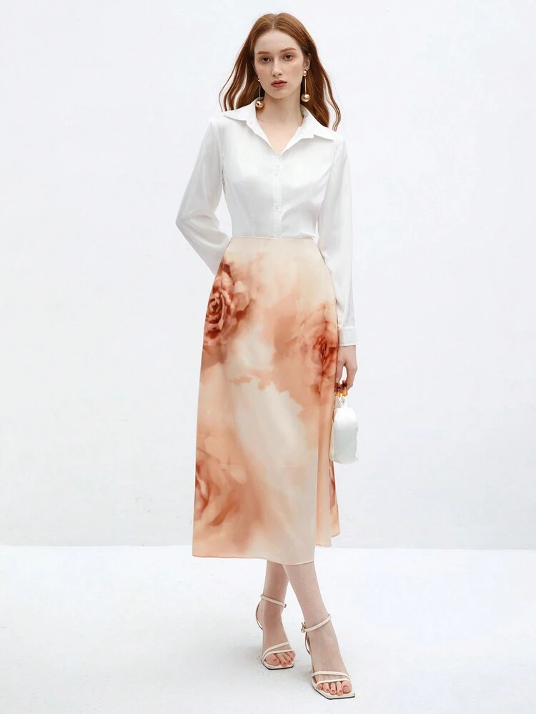 Women's Floral Print High Waist Skirt