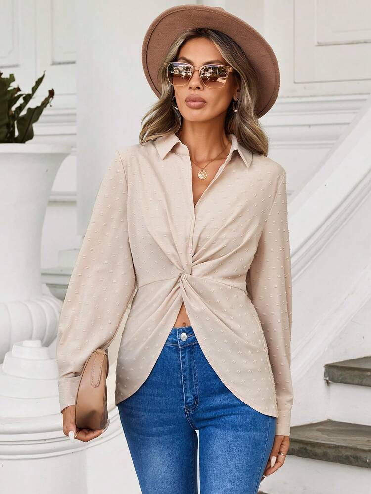 Women'S Twist Knot Long Sleeve Shirt