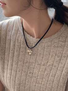 DAZY 女士时尚心形吊坠项链，百搭款式，适合情人节、妈妈、母亲、母亲节、礼物 - 銀色 - 查看 4