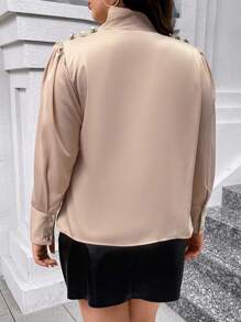 Celure 大尺碼純色交叉衫 - 粉色 - 查看 2