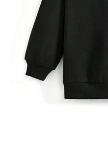 Nomouthh เสื้อสเวตเชิ้ตมีเชือกรูดพิมพ์ลายตัวอักษรไซส์ใหญ่พิเศษ - สีดำ - ดู 5