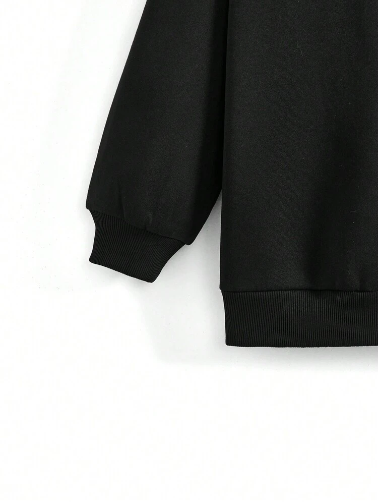 Plus Size Letter Print Drawstring Sweatshirt