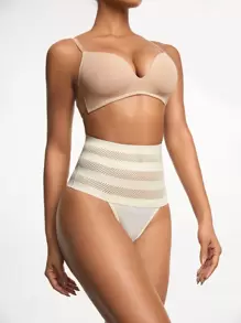 SHAPORA Faja Modeladora Con Paneles De Malla Para Mujer - Beis - Ver 5