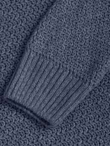 RueChic Nam Vòng cổ Tay áo dài Áo len - Màu xanh lam - Xem 5