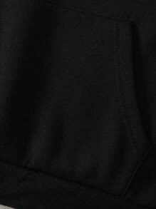 SHEIN EZwear Women Cartoon Valentine's Day Letter Printed Hoodie With Drawstring - Black - View 5