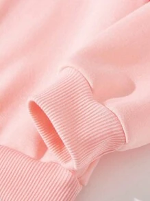 SHEIN Tween Girls' Floral & Butterfly Printed Round Neck Sweatshirt For Autumn - Pink - View 3