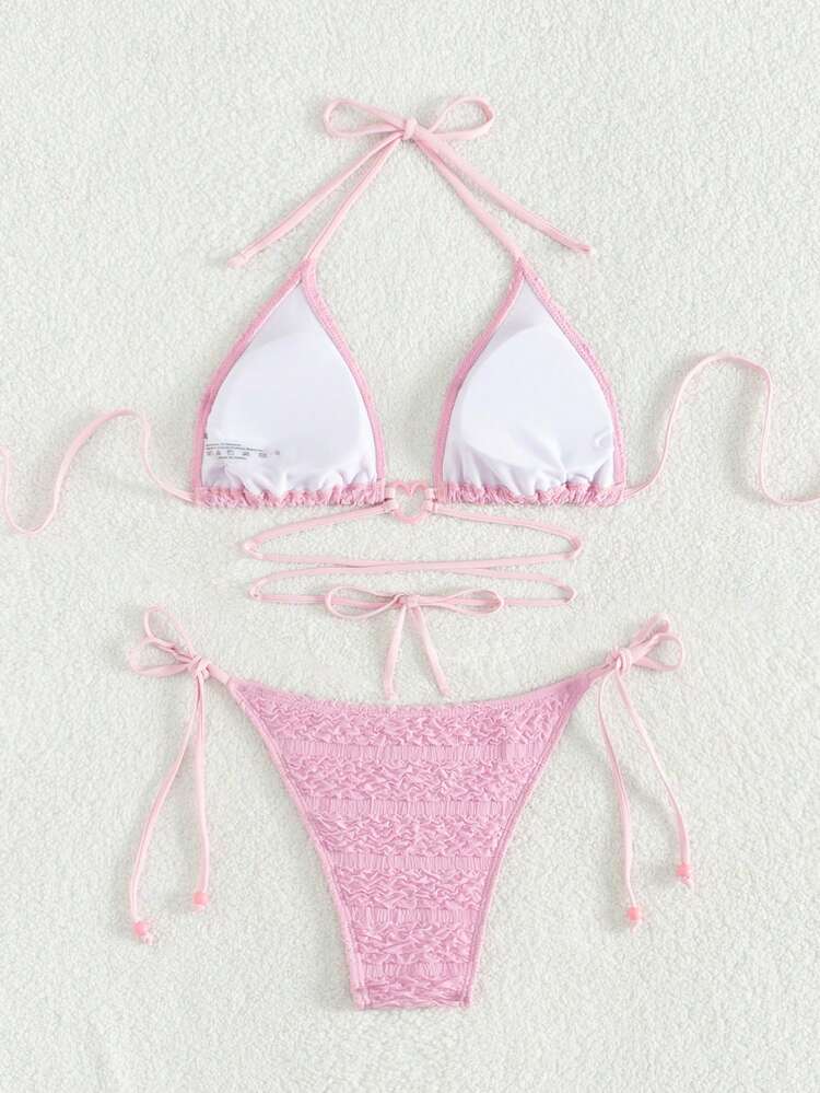 Women's Solid Color Bikini Set Valentine Summer Beach