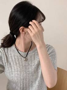 DAZY 女士时尚心形吊坠项链，百搭款式，适合情人节、妈妈、母亲、母亲节、礼物 - 銀色 - 查看 7