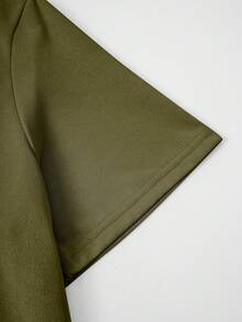 Men's Plus Size Cross & Letter Print Short Sleeve T-Shirt - Army Green - View 5