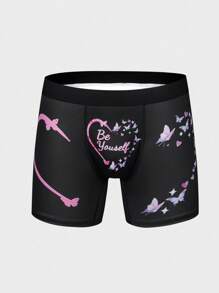 Men'S Heart & Butterfly Printed Boxer Briefs Underwear