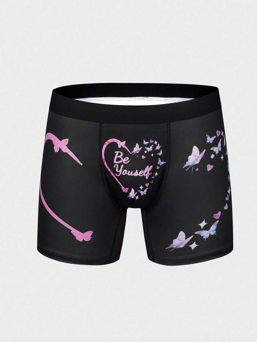 Men'S Heart & Butterfly Printed Boxer Briefs Underwear