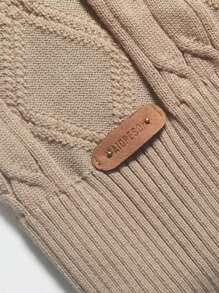 男士時尚品牌長袖針織開衫夾克 - 卡其色 - 查看 4