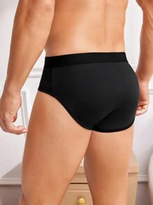 Men'S Hedgehog Heart Print Triangle Underwear - Black - View 4