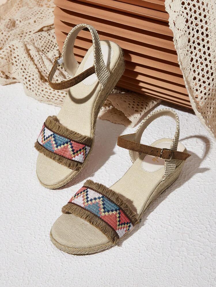Women's Fashionable Peep-toe Platform Wedge Sandals With Chunky Heels